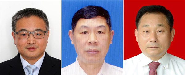 图为黄群、宋月才、姜开斌三位同道的肖像（由左至右）。